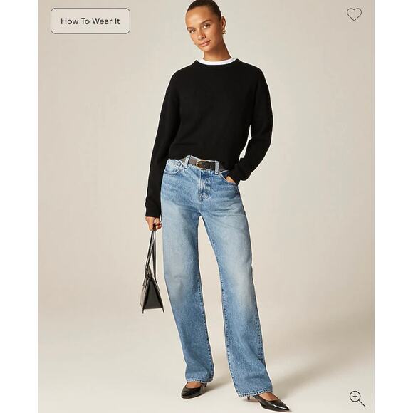 J. Crew Perfect Cashmere Crewneck Sweater in Black NWT Size Medium - Picture 2 of 7